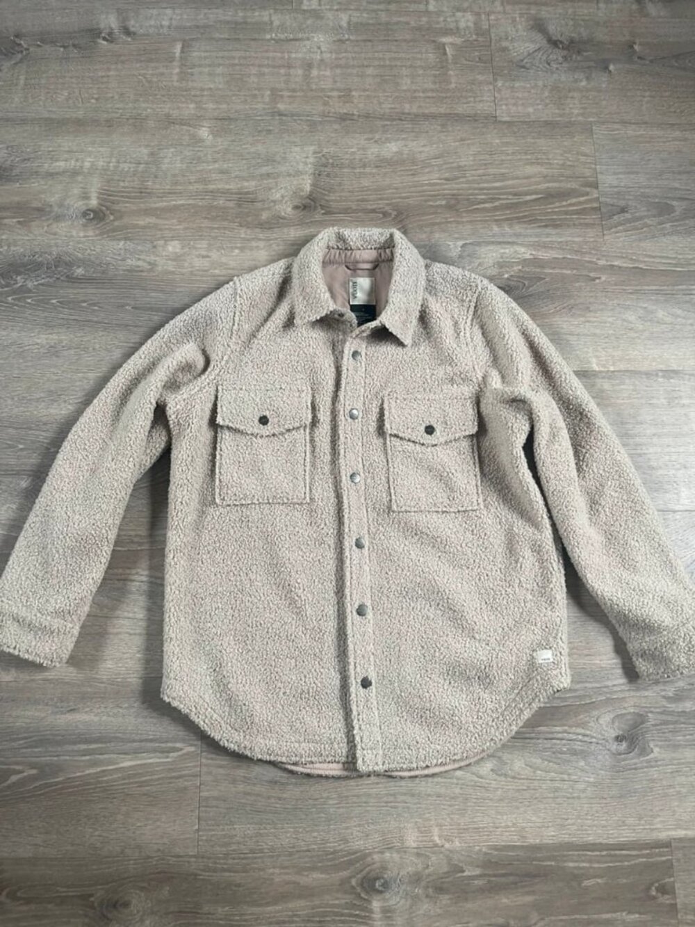 Vuori Sycamore Sherpa Snap Pocket Shirt Jacket Dark Salt Beige Women's Size S